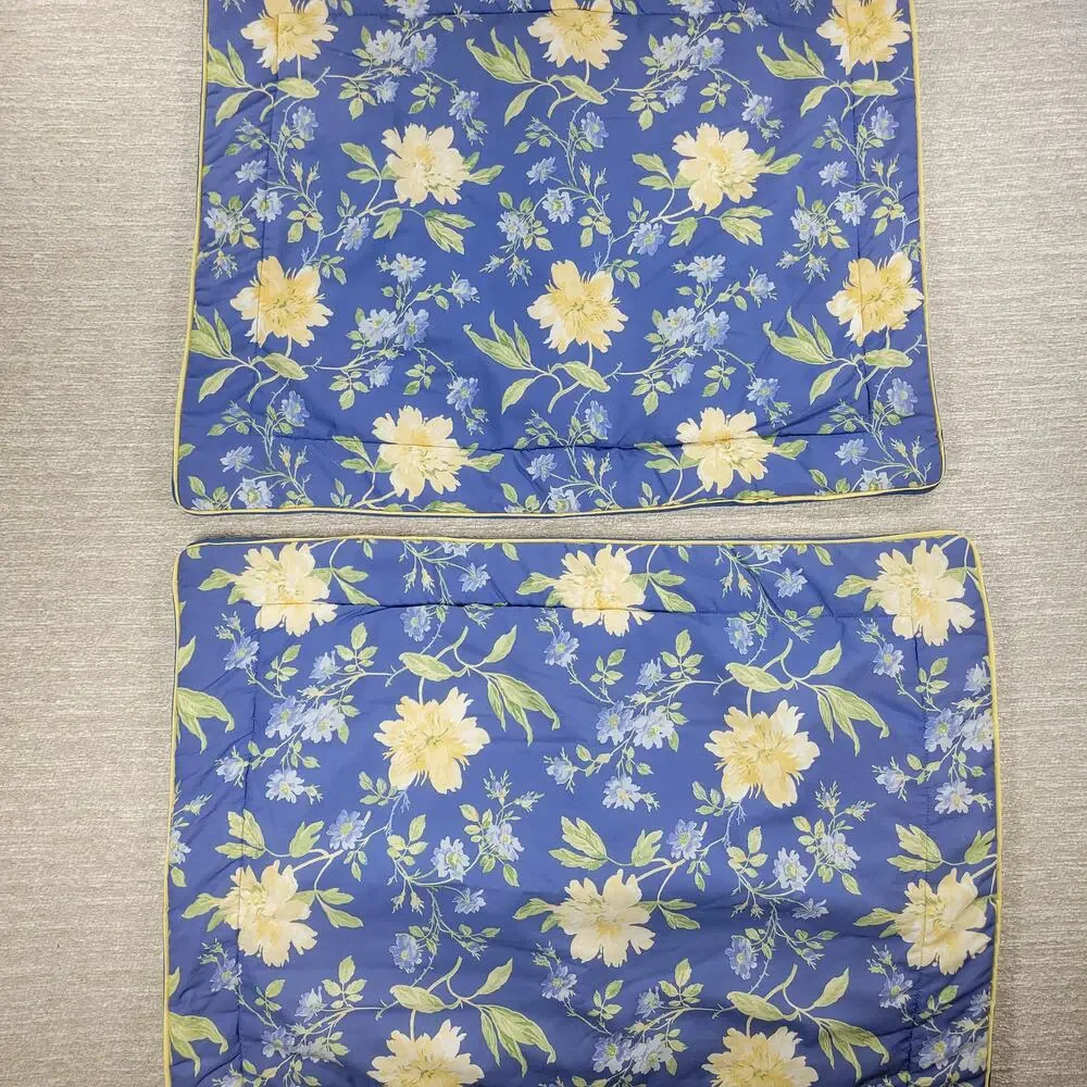 Laura Ashley Cassidy Pillow Shams Standard Blue Yellow Floral Pair Cottagecore